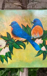 نقاشی پرنده روی بوم