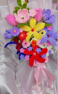 گل های پیپ پاکن و روبانی