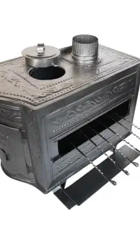 بخاری هیزمی دومنظوره کباب پزدار طرحدار