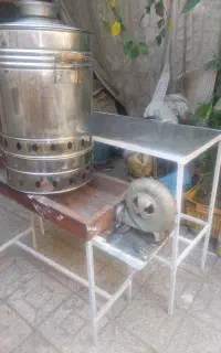 سماورگازی و منقل فن کبابی و میزکار استیل
