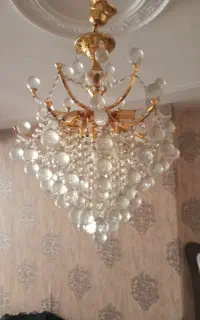 لوستر برنجی کریستالی 8شاخه و6شاخه