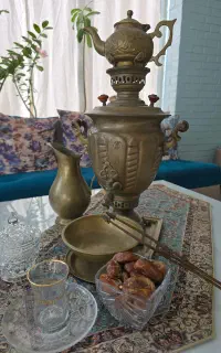 سماور ذغالی با ست کامل