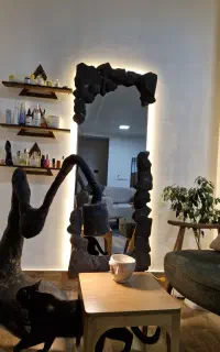 ست آینه چراغدار قدی و آباژور پاپیه ماشه