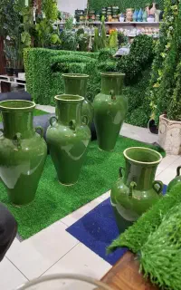 گلدان چهار گوش گلدان چاهی خمره سبز