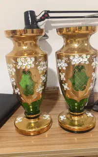 دو عدد گلدان طلاکوب اگرمن با ارتفاع چهل سانت