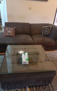 مبل راحتی ال و جلو مبلی و غذاخوری ۶ نفره چوب بامبو