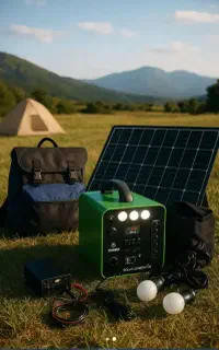 سیستم سیار پکیج خورشیدی با پنل خورشیدی و اقلام