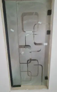 درب دو لنگه ای شیشه ای نو طرح دار بسیار شیک و مدرن