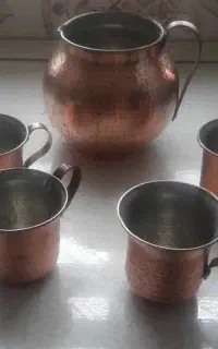 پارچ و لیوان و شیرینی خوری مسی