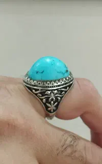 انگشتر نقره نگین فیروزه حراج  فقط گرم ۳۰۰