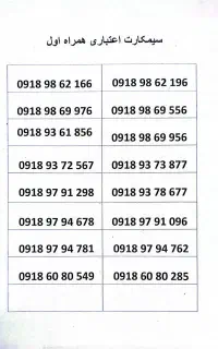 سیم کارت همراه اول با پیش شماره 0918/0919/0991و..