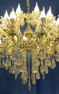 لوستر۱۰۰%برنج باسرپیچe14و۱۸+۶جای لامپ لاله بلور