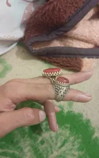 2 انگشتر برنجی کپی نقره نگین سنگ واقعی