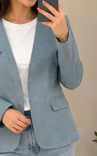 کت آبی آسمانی پیراهن  بافت گرم