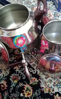 کتری قوری استیل شیک کاملا نو استفاده نشده