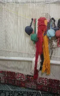 قالی دو خشت و کناره بافت با خومه کرک و ابریشم کامل