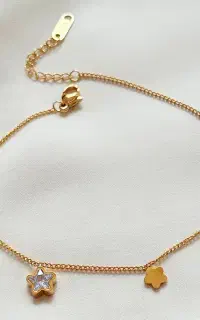 پابند استیل ستاره نگینی طلایی افسونگر و شیک