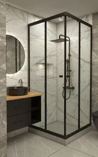 کابین دوش حمام مشکی کوره ای