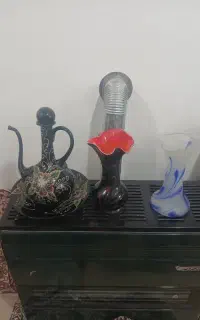 گلدان وافتابه لگن شیشه ای