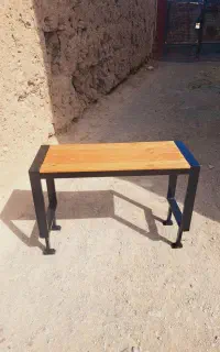 صندلی نیمکت پشت دار چوبی فلزی ضدآب