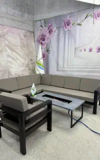 مبلمان باغی ویلایی با اتشدان مدرن