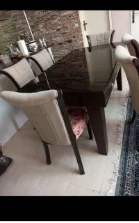 فروش ناهارخوری 6نفره باشیشه دودی 10میل