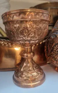 گلدان و قندان مسی قدیمی