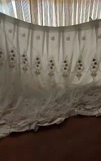 پرده پذیرایی همراه آستر گل برجسته