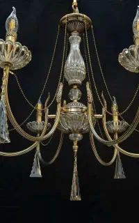 لوستر بلورکریستال/لوستر6شاخه/لوسترنئوکلاسیک برنجی/