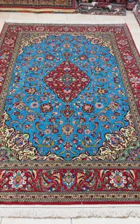 فرش دستباف کرک قم آبی اعلا