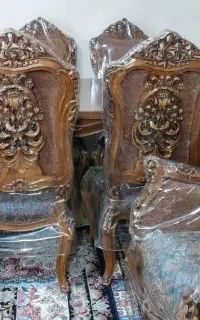 مبل استیل سلطنتی 9نفره همراه با میز ناهارخوری