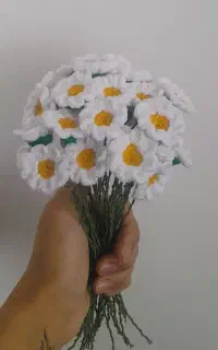 گل بابونه بافتنی شاخه ای
