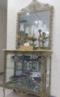 برنزی آیینه شمعدان و کنسول و ساعت