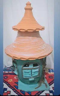 آباژور سفالی کلبه