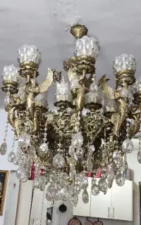 لوستر ۱۰شاخه ۲۰شعله برنجی طرح فرشته