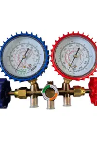 گیج شارژ گاز کولر MANIFOLD سه شیلنگ خودرویی BRASS