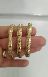 سه عدد النگو سایز ۳ رنگ ثابت طلا روس نو نو