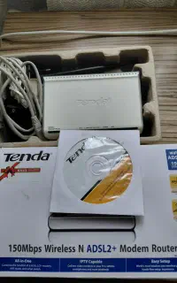 مودم مارک tenda وایرلس AdsL2+وکابل شارژ گوشی