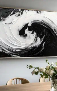 تابلو ابستره مینیمال نقاشی سیاه سفید طلایی مدرن