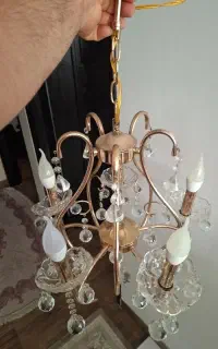 لوستر برنجی ۶شعله همراه اویز و لامپ