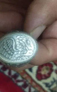 انگشتر تمام نقره کار دست و قلم