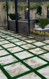 سنگ فرشی کف حیاط و پارکینگ
