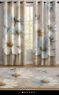 پرده پانچ مینیمال حریر ساده چاپی و...