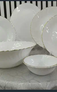 سرویس ۲۶ پارچه گلدین اپال سفید لب طلا ۶ نفره