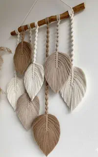 دیوارکوب برگ با نخ و چوب طبیعی ۵۰×۷۰