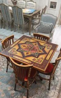 میز ناهارخوری معرق چرم طبیعی