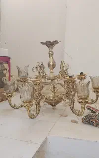 لوستر شش شاخه برنجی تمیز