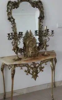 آینه و شمعدان برنز