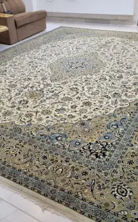 فرش ۱۲ متری ماشینی 1000شانه کاشان طرح دست باف