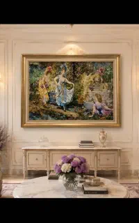 تابلوفرش دستباف ابریشم دار  طرح دختران اشرافی